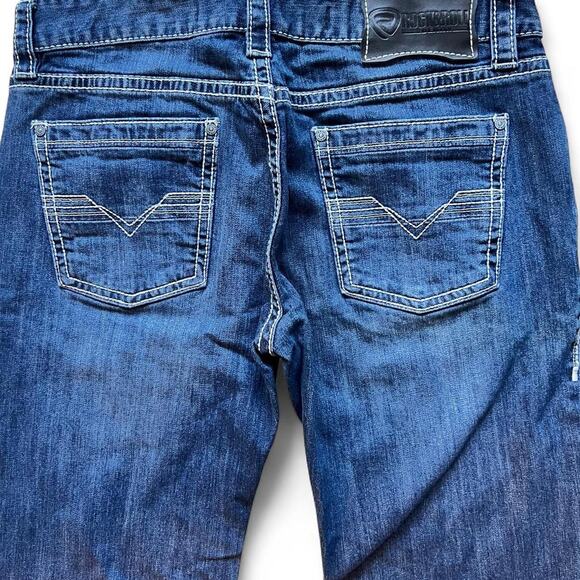 Rock & Roll Pistol Straight Jeans Men’s 33x32 Medium Wash Thick Stitch Western - Picture 6 of 8